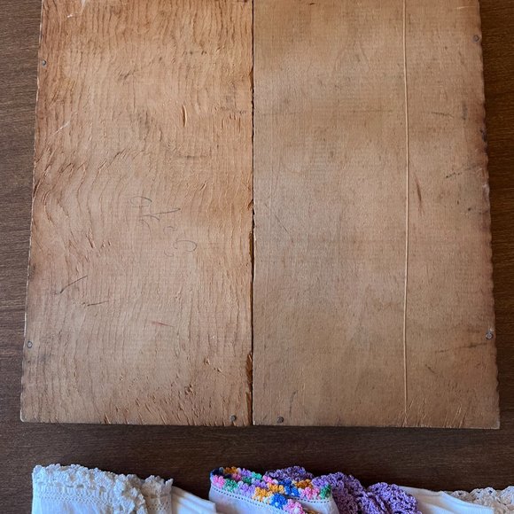 Set Victorian Wooden Pyrography box Keepsake box Woman Golf VTG handkerchiefs - Picture 6 of 8